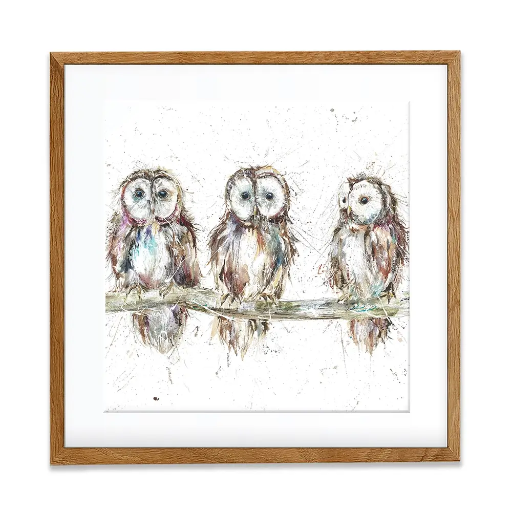 Owl Family Square Framed Art Print Owl Family Square Framed Art Print wall art product Art Print Shop