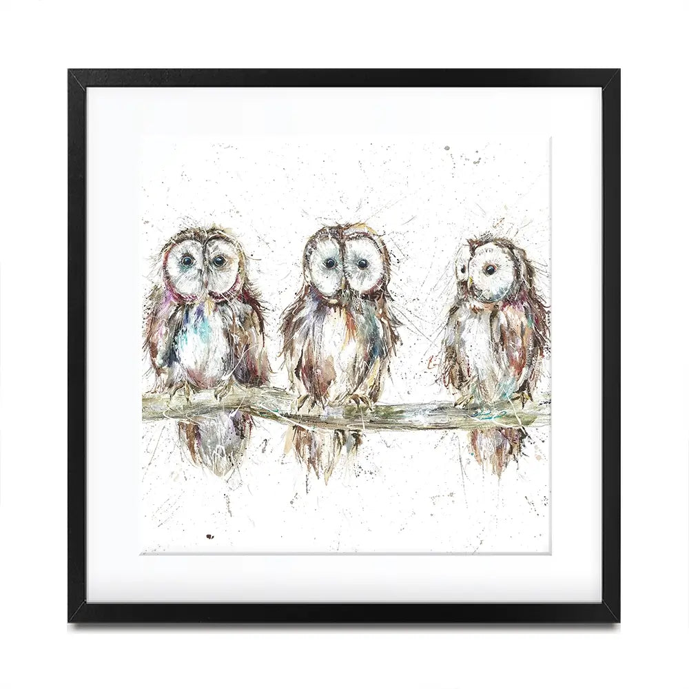 Owl Family Square Framed Art Print Owl Family Square Framed Art Print wall art product Art Print Shop