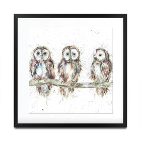 Owl Family Square Framed Art Print Owl Family Square Framed Art Print wall art product Art Print Shop