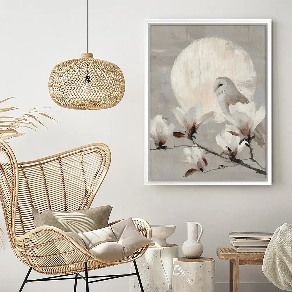 Owl Lunar Branch Canvas Print Owl Lunar Branch Canvas Print wall art product Chromatic Storm Studio