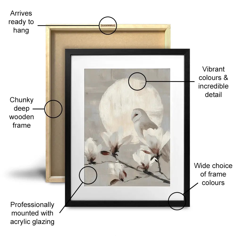 Owl Lunar Branch Framed Art Print Owl Lunar Branch Framed Art Print wall art product Chromatic Storm Studio