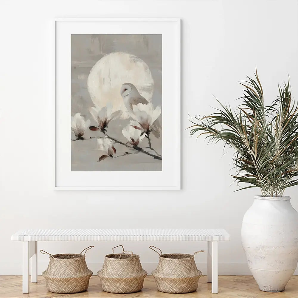 Owl Lunar Branch Framed Art Print Owl Lunar Branch Framed Art Print wall art product Chromatic Storm Studio