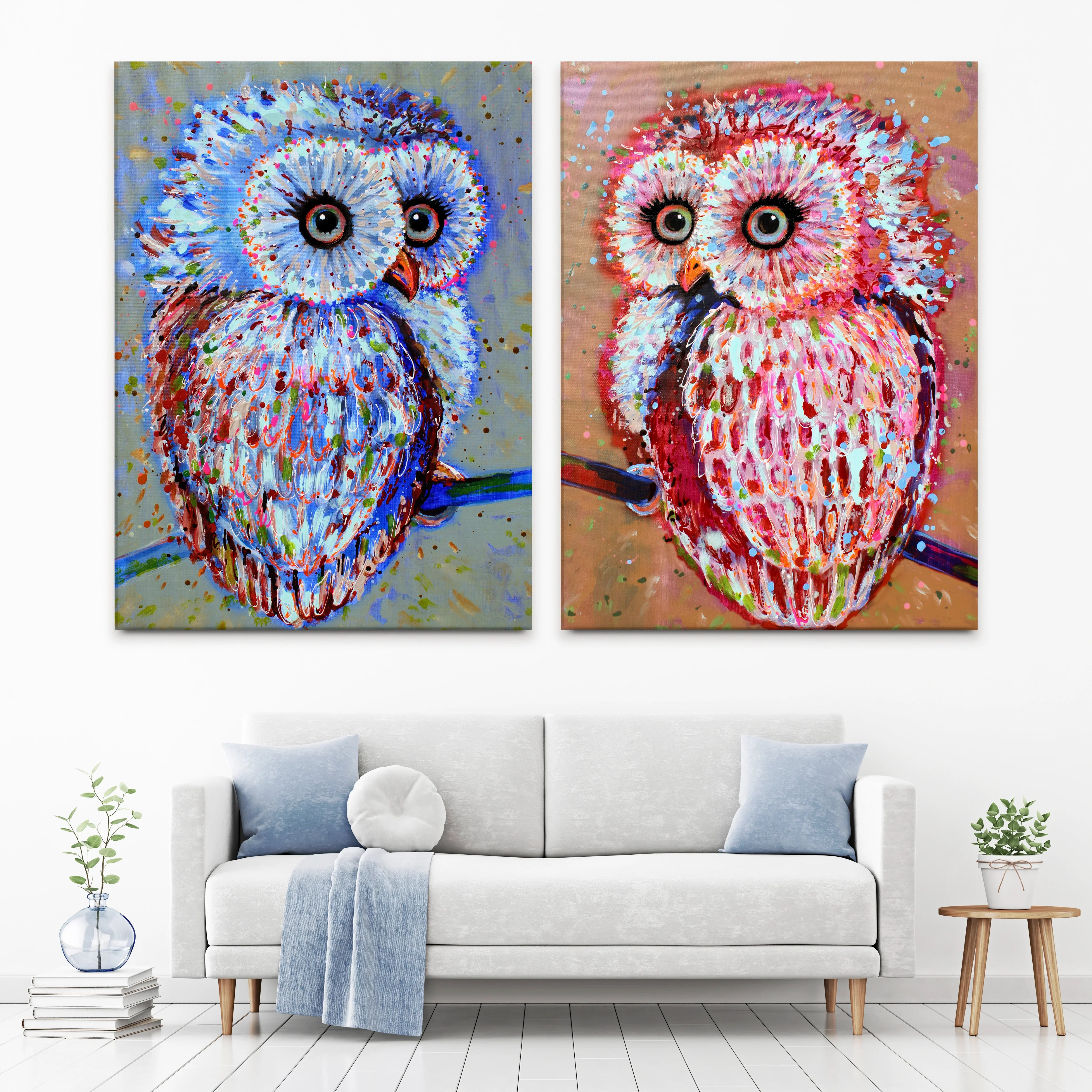 Owli And Owla Duo Canvas Print Owli And Owla Duo Canvas Print wall art product Studio Paint-Ing