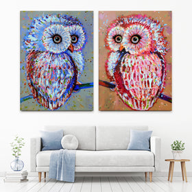 Owli And Owla Duo Canvas Print Owli And Owla Duo Canvas Print wall art product Studio Paint-Ing