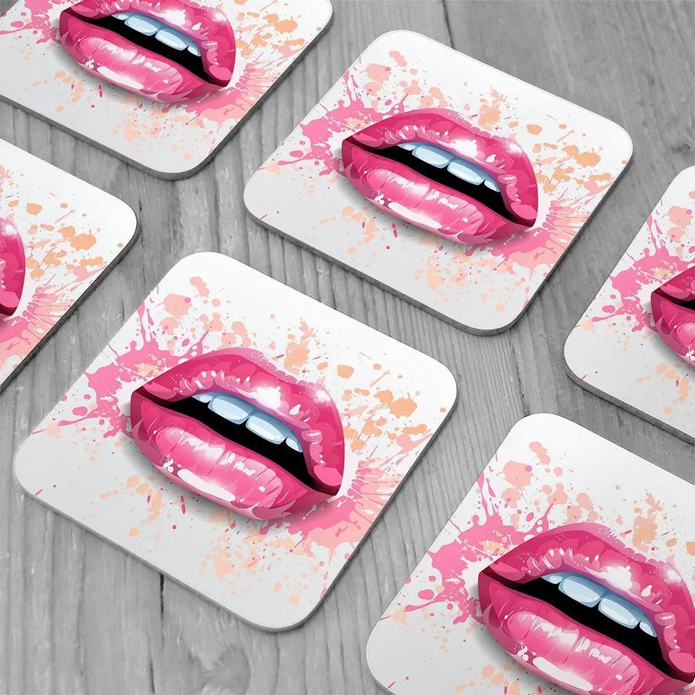 Paint Splash Lips Coaster Set Paint Splash Lips Coaster Set wall art product KenoKickit / Shutterstock