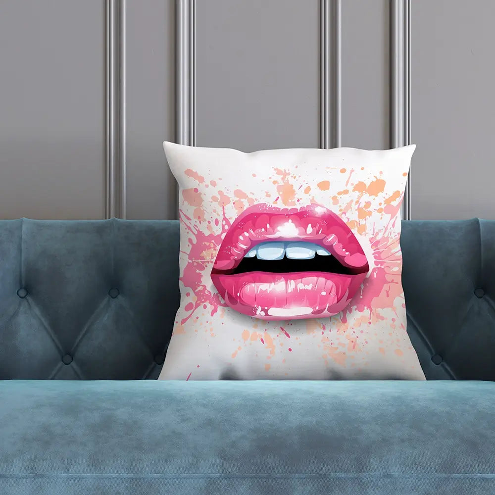 Paint Splash Lips Cushion Paint Splash Lips Cushion wall art product KenoKickit / Shutterstock