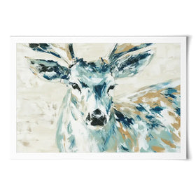 Painted Buck With Patchwork Antlers Art Print Painted Buck With Patchwork Antlers Art Print wall art product Chromatic Storm Studio