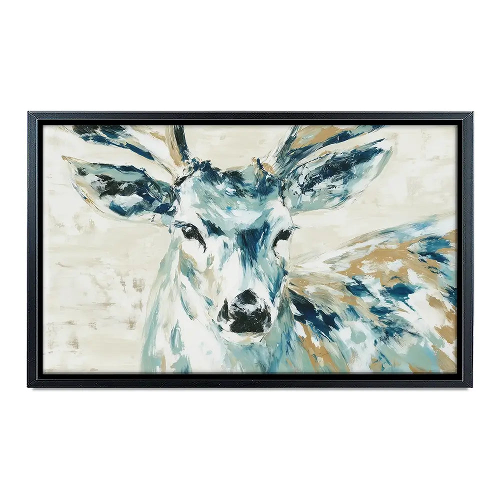 Painted Buck With Patchwork Antlers Canvas Print Painted Buck With Patchwork Antlers Canvas Print wall art product Chromatic Storm Studio
