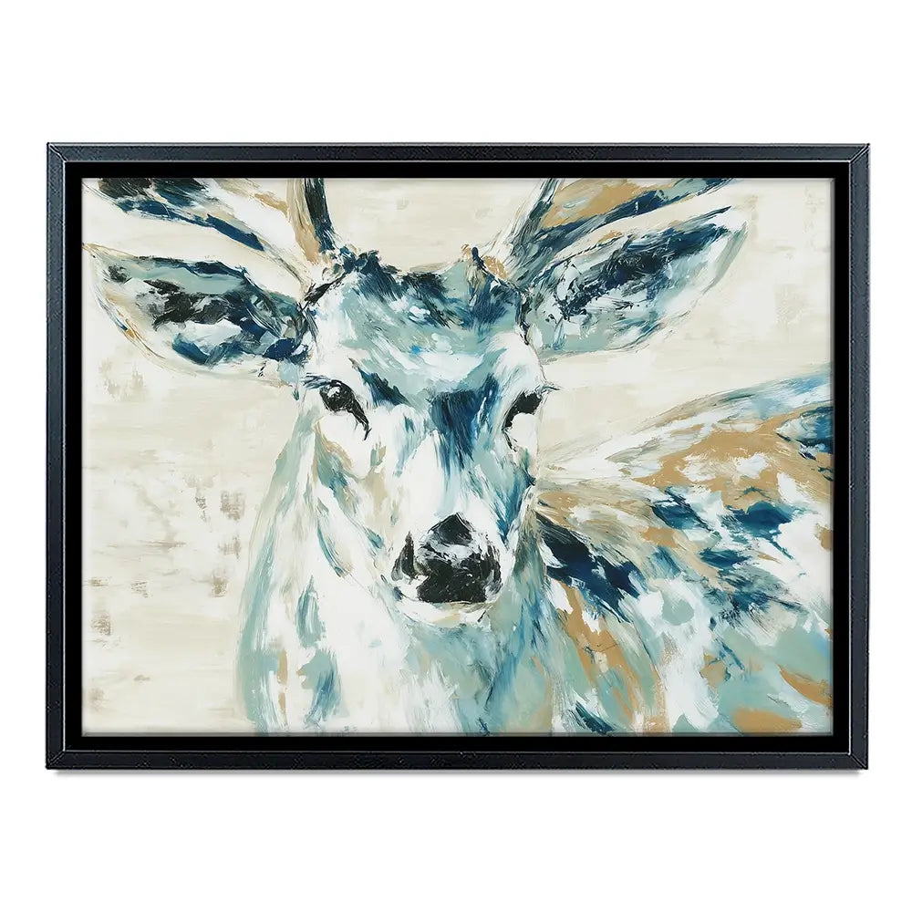 Painted Buck With Patchwork Antlers Canvas Print Painted Buck With Patchwork Antlers Canvas Print wall art product Chromatic Storm Studio
