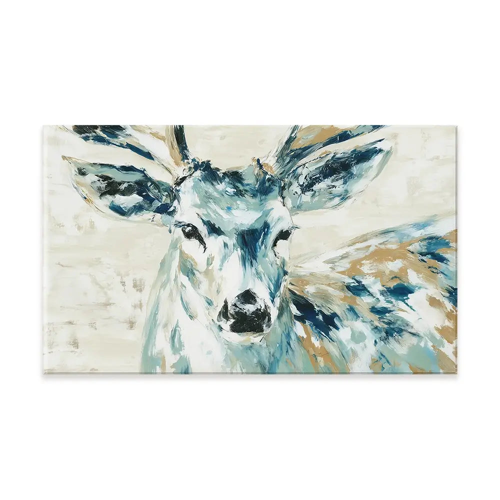 Painted Buck With Patchwork Antlers Canvas Print Painted Buck With Patchwork Antlers Canvas Print wall art product Chromatic Storm Studio