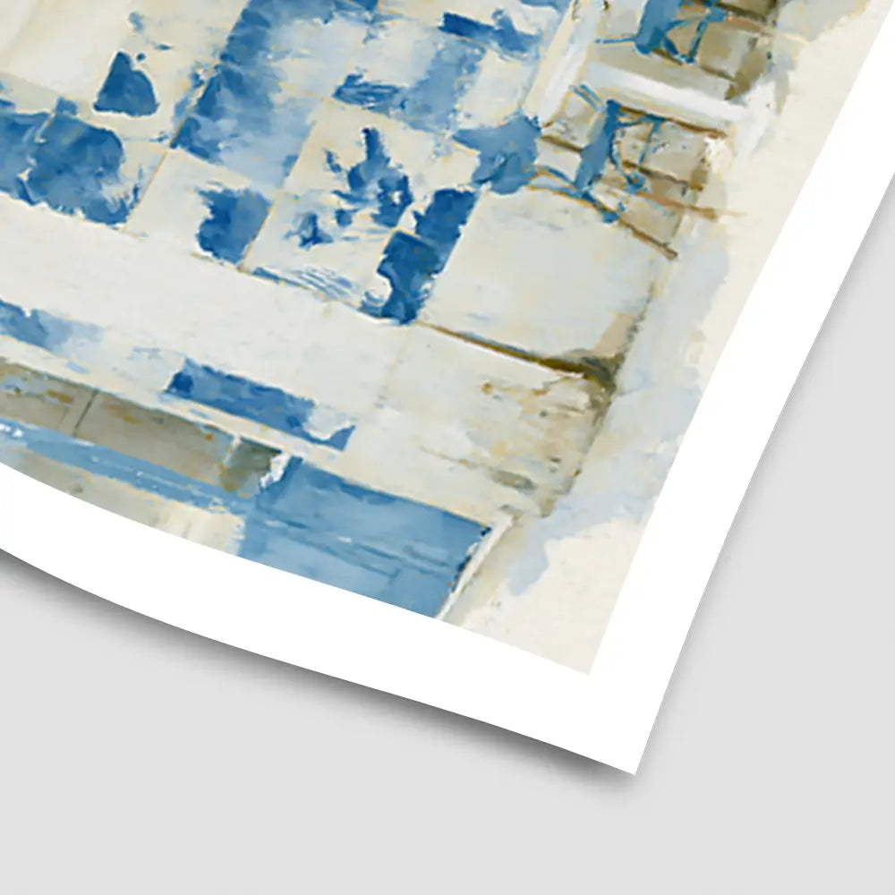 Painterly Café Indigo Façade Art Print Painterly Café Indigo Façade Art Print wall art product Chromatic Storm Studio