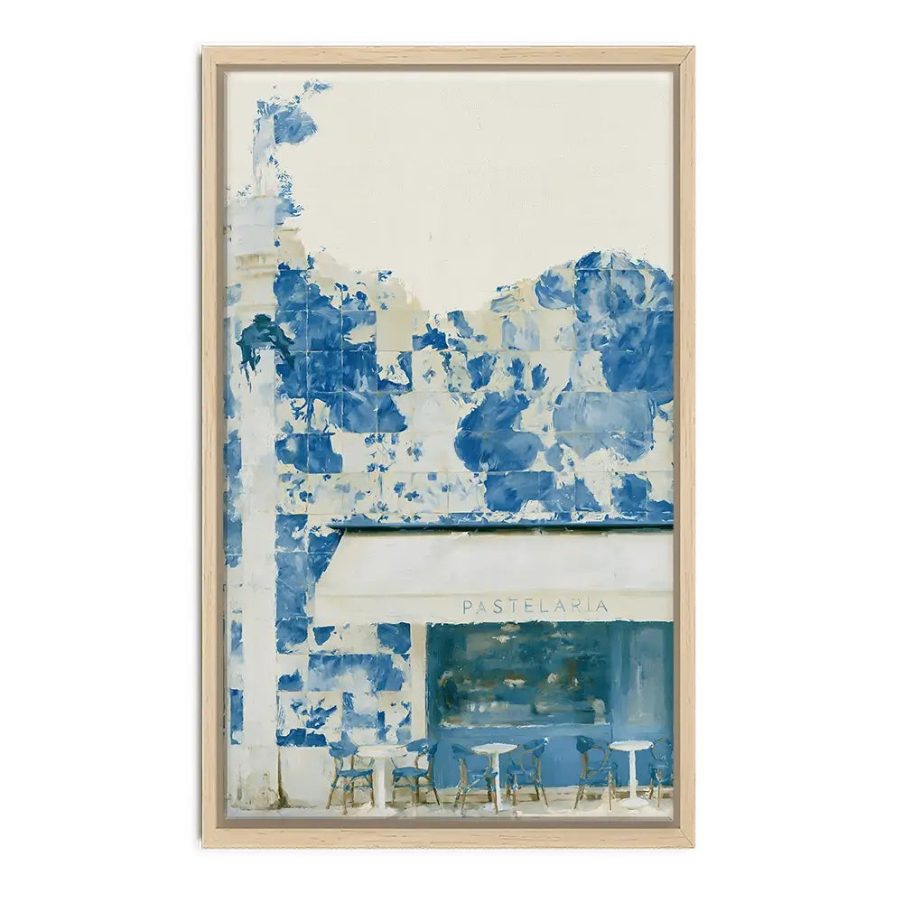 Painterly Café Indigo Façade Canvas Print Painterly Café Indigo Façade Canvas Print wall art product Chromatic Storm Studio