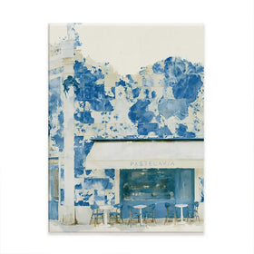 Painterly Café Indigo Façade Canvas Print Painterly Café Indigo Façade Canvas Print wall art product Chromatic Storm Studio
