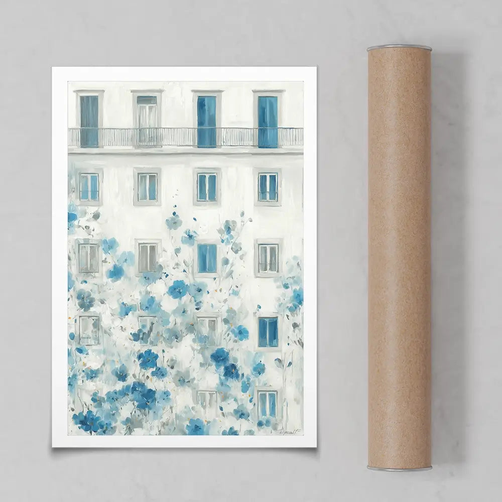 Painterly Façade With Blossoms Art Print Painterly Façade With Blossoms Art Print wall art product Chromatic Storm Studio