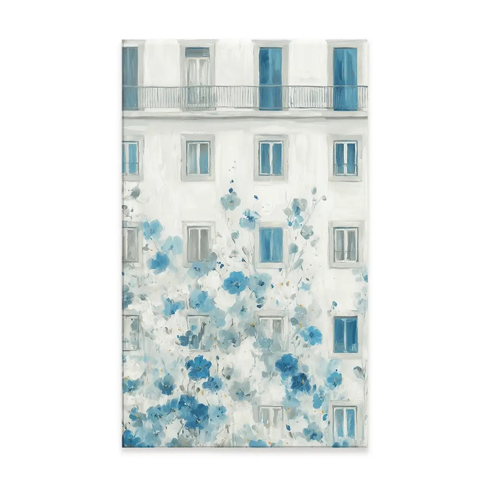 Painterly Façade With Blossoms Canvas Print Painterly Façade With Blossoms Canvas Print wall art product Chromatic Storm Studio