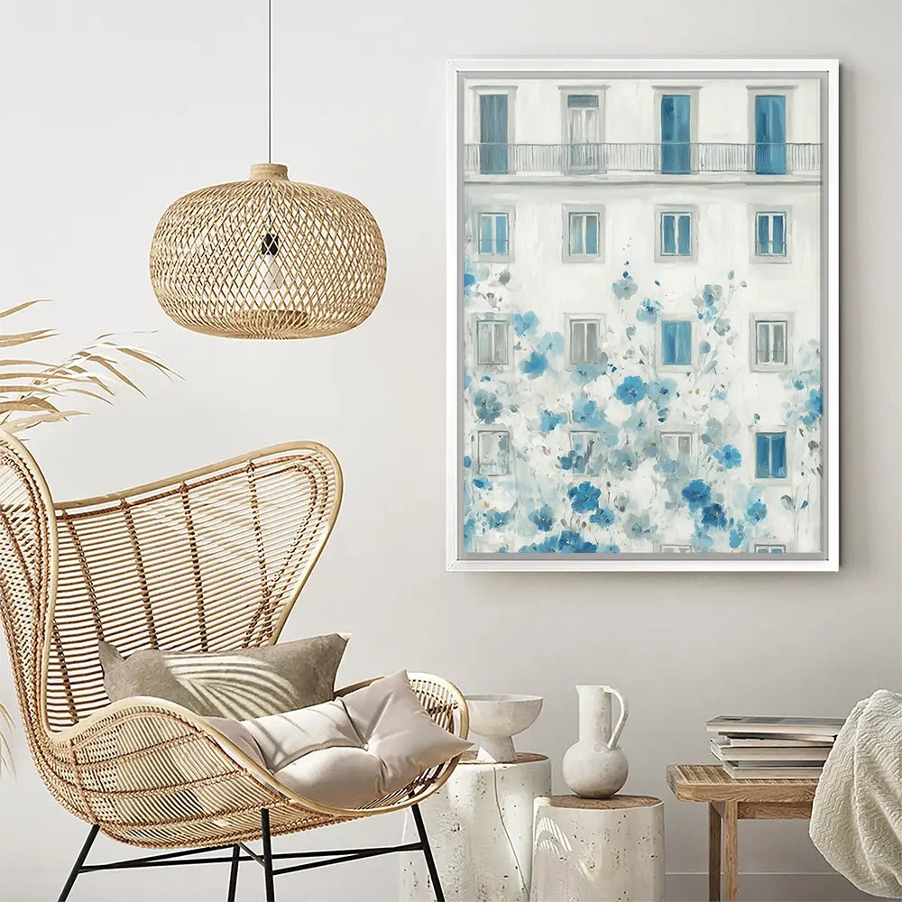 Painterly Façade With Blossoms Canvas Print Painterly Façade With Blossoms Canvas Print wall art product Chromatic Storm Studio