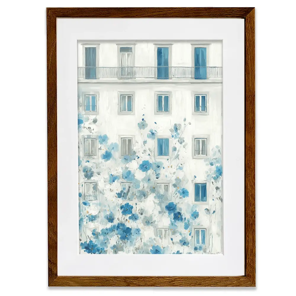 Painterly Façade With Blossoms Framed Art Print Painterly Façade With Blossoms Framed Art Print wall art product Chromatic Storm Studio