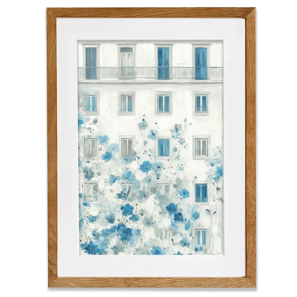 Painterly Façade With Blossoms Framed Art Print Painterly Façade With Blossoms Framed Art Print wall art product Chromatic Storm Studio