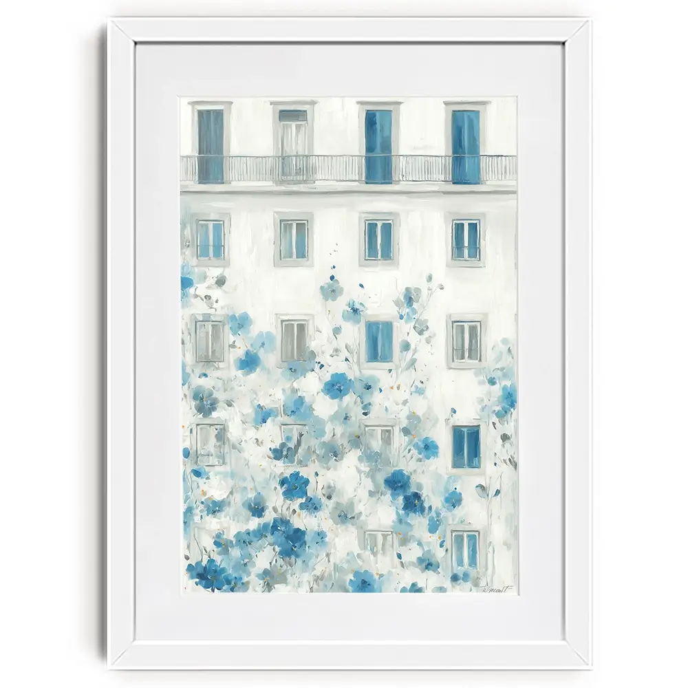 Painterly Façade With Blossoms Framed Art Print Painterly Façade With Blossoms Framed Art Print wall art product Chromatic Storm Studio