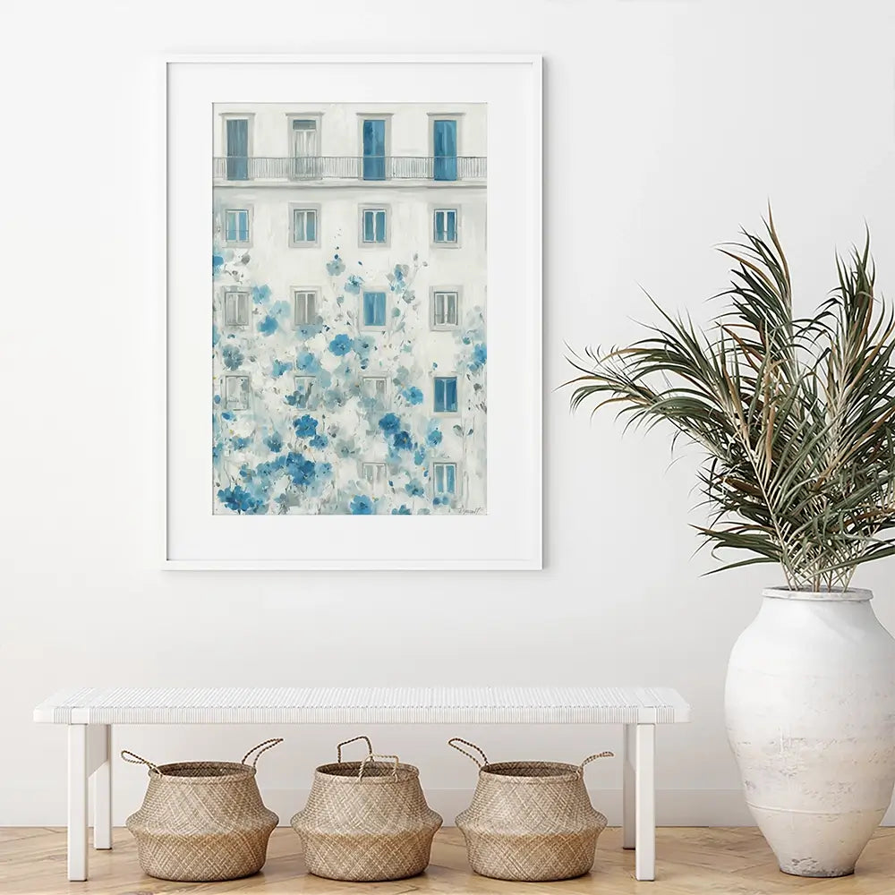 Painterly Façade With Blossoms Framed Art Print Painterly Façade With Blossoms Framed Art Print wall art product Chromatic Storm Studio