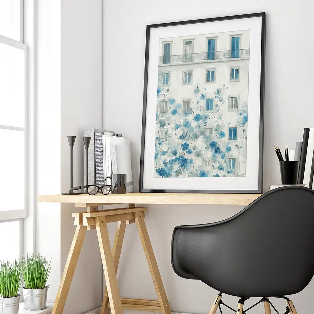 Painterly Façade With Blossoms Framed Art Print Painterly Façade With Blossoms Framed Art Print wall art product Chromatic Storm Studio