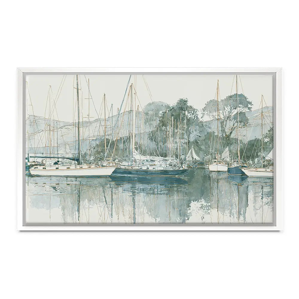 Painterly Marina Mooring Canvas Print Painterly Marina Mooring Canvas Print wall art product Chromatic Storm Studio