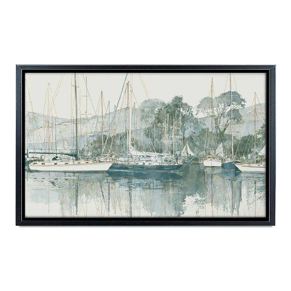 Painterly Marina Mooring Canvas Print Painterly Marina Mooring Canvas Print wall art product Chromatic Storm Studio