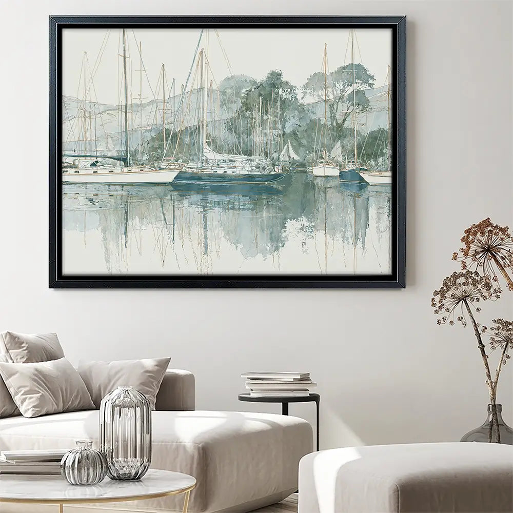 Painterly Marina Mooring Canvas Print Painterly Marina Mooring Canvas Print wall art product Chromatic Storm Studio