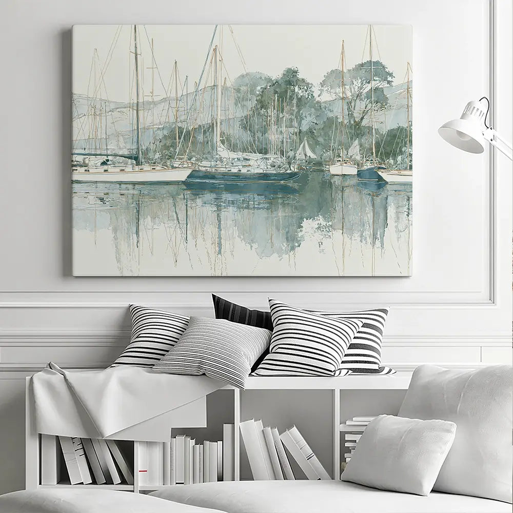 Painterly Marina Mooring Canvas Print Painterly Marina Mooring Canvas Print wall art product Chromatic Storm Studio