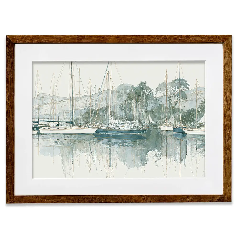 Painterly Marina Mooring Framed Art Print Painterly Marina Mooring Framed Art Print wall art product Chromatic Storm Studio