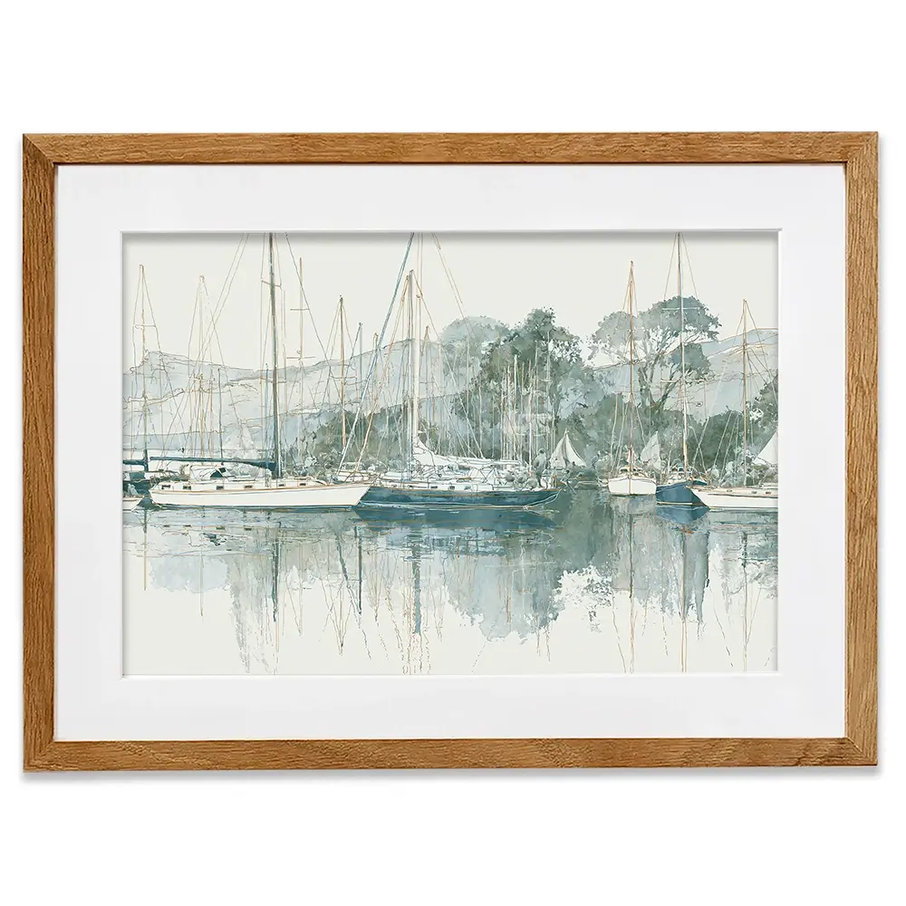 Painterly Marina Mooring Framed Art Print Painterly Marina Mooring Framed Art Print wall art product Chromatic Storm Studio