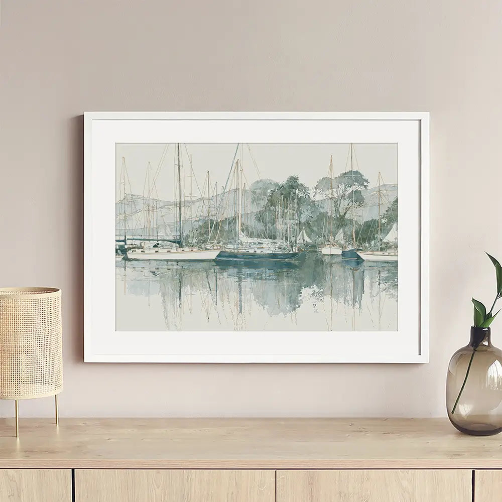 Painterly Marina Mooring Framed Art Print Painterly Marina Mooring Framed Art Print wall art product Chromatic Storm Studio