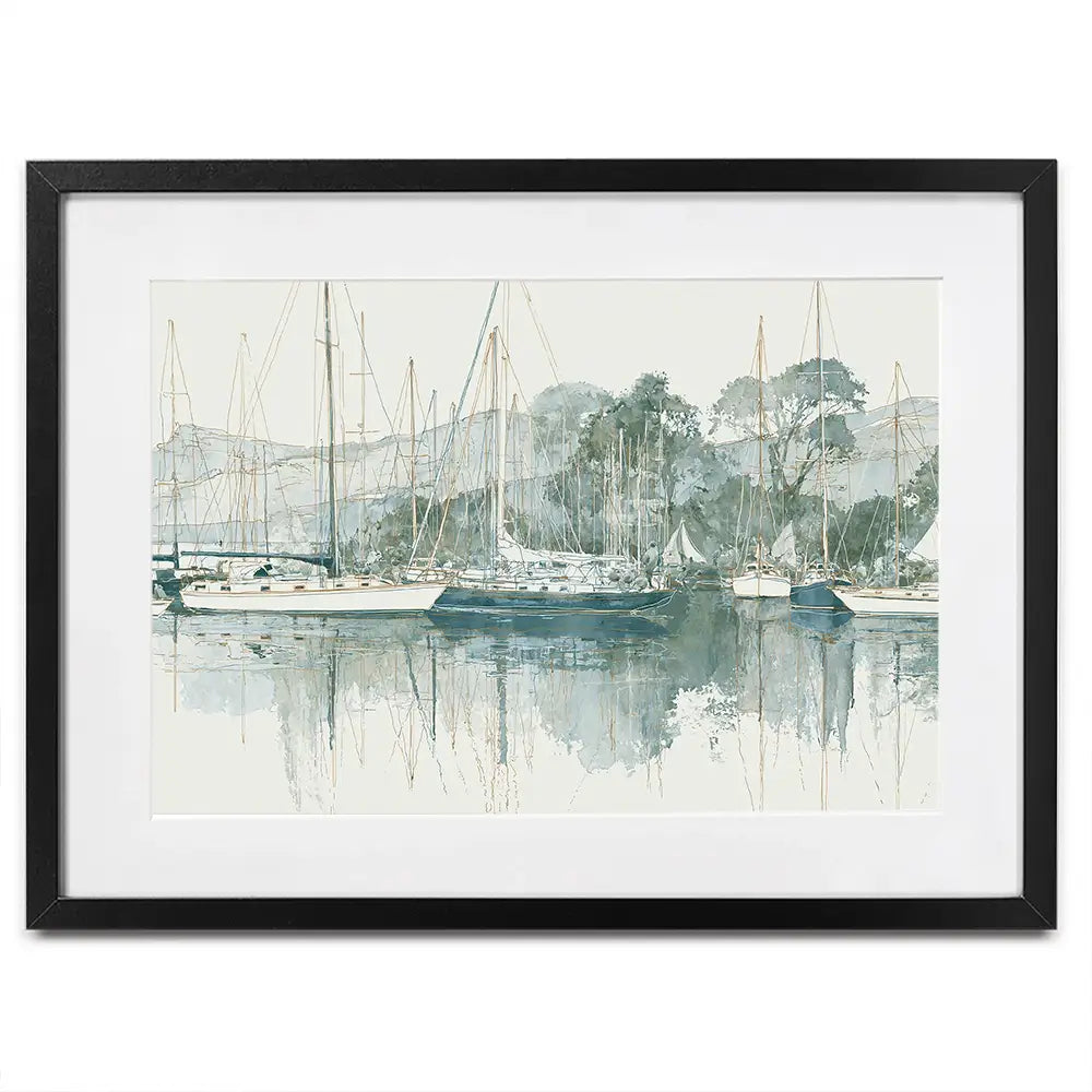 Painterly Marina Mooring Framed Art Print Painterly Marina Mooring Framed Art Print wall art product Chromatic Storm Studio