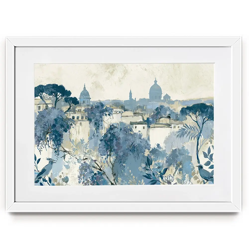 Painterly Rome Skyline Framed Art Print Painterly Rome Skyline Framed Art Print wall art product Chromatic Storm Studio