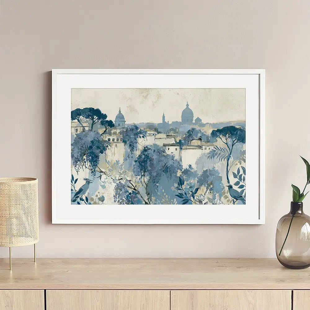 Painterly Rome Skyline Framed Art Print Painterly Rome Skyline Framed Art Print wall art product Chromatic Storm Studio