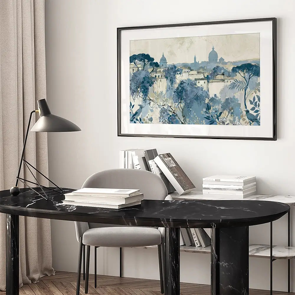 Painterly Rome Skyline Framed Art Print Painterly Rome Skyline Framed Art Print wall art product Chromatic Storm Studio