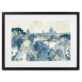 Painterly Rome Skyline Framed Art Print Painterly Rome Skyline Framed Art Print wall art product Chromatic Storm Studio