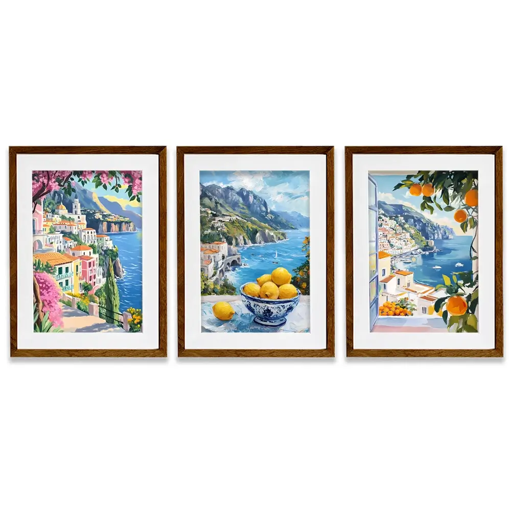 Paintings Of Amalfi Coast Framed Art Print Trio Paintings Of Amalfi Coast Framed Art Print Trio wall art product IAmHomeStudio
