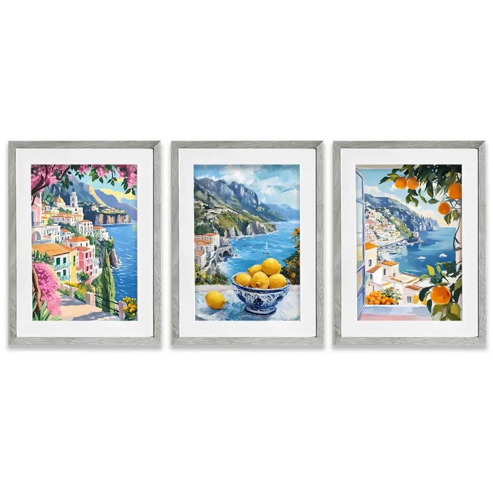 Paintings Of Amalfi Coast Framed Art Print Trio Paintings Of Amalfi Coast Framed Art Print Trio wall art product IAmHomeStudio