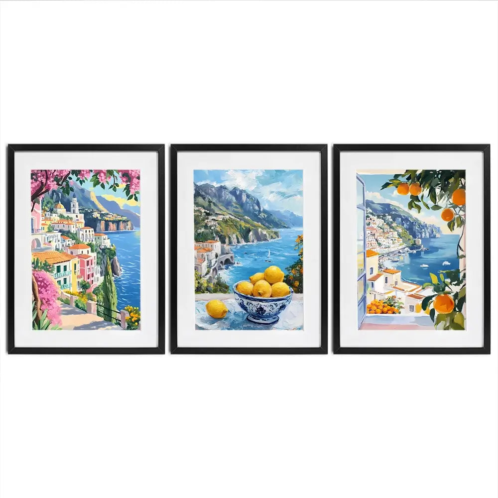 Paintings Of Amalfi Coast Framed Art Print Trio Paintings Of Amalfi Coast Framed Art Print Trio wall art product IAmHomeStudio