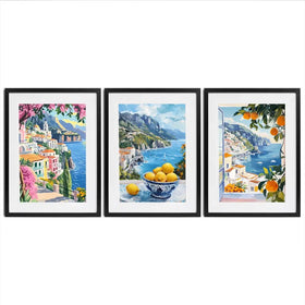 Paintings Of Amalfi Coast Framed Art Print Trio Paintings Of Amalfi Coast Framed Art Print Trio wall art product IAmHomeStudio