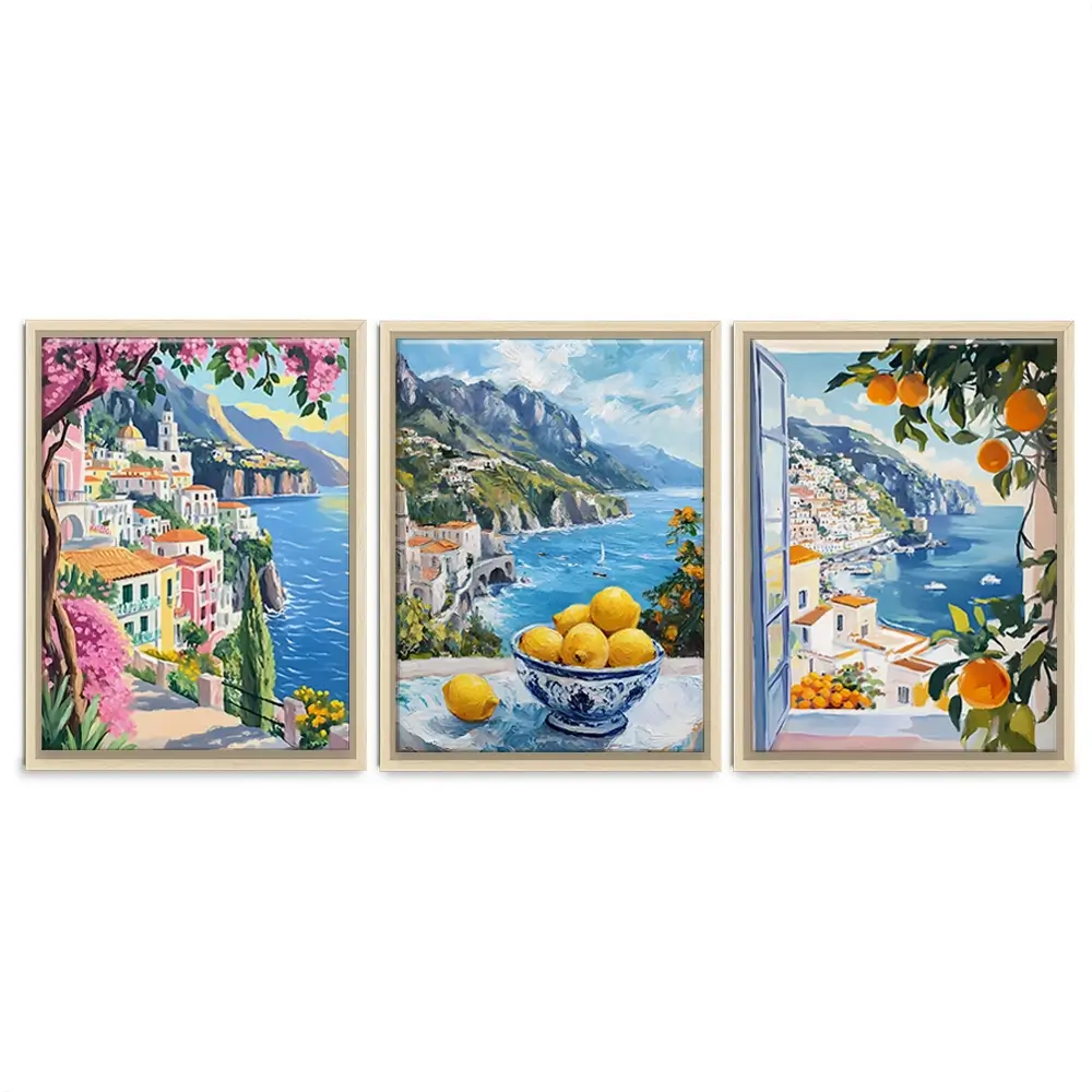 Paintings Of Amalfi Coast Trio Canvas Print Paintings Of Amalfi Coast Trio Canvas Print wall art product IAmHomeStudio