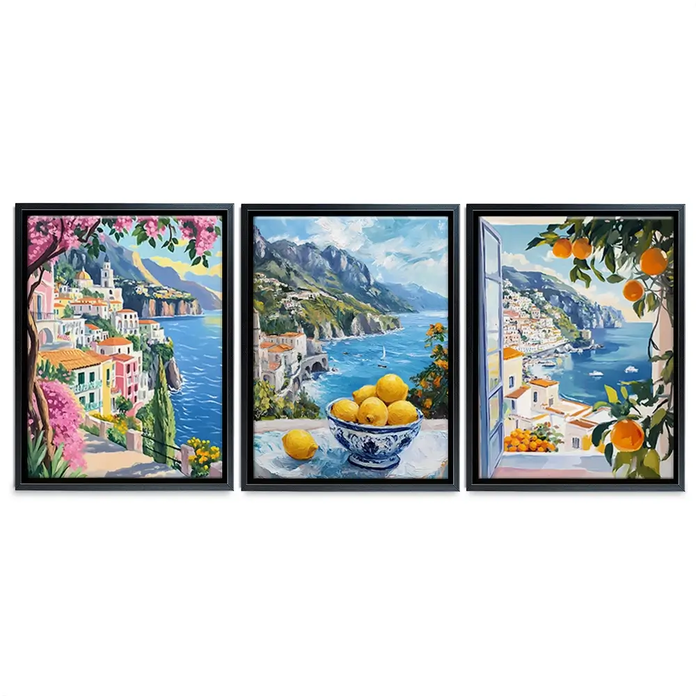 Paintings Of Amalfi Coast Trio Canvas Print Paintings Of Amalfi Coast Trio Canvas Print wall art product IAmHomeStudio