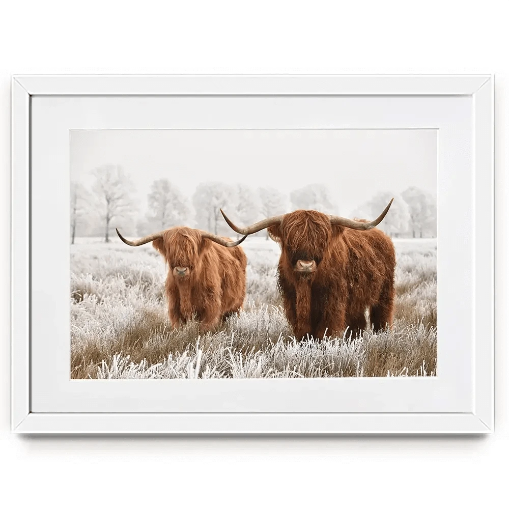 Pair Of Winter Cows Framed Art Print Pair Of Winter Cows Framed Art Print wall art product defotoberg / Shutterstock