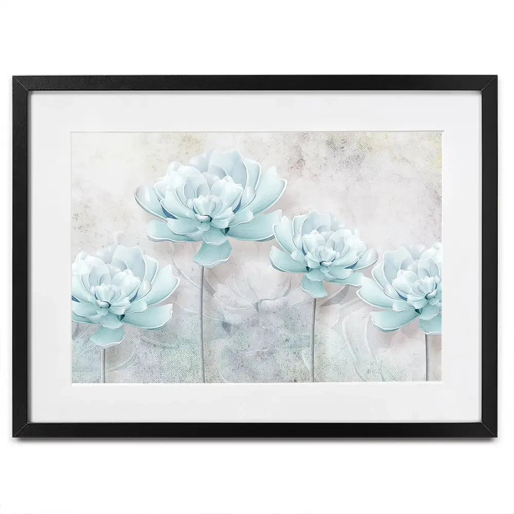 Pale Blue Floral Framed Art Print Pale Blue Floral Framed Art Print wall art product FLOWER 3D / Shutterstock