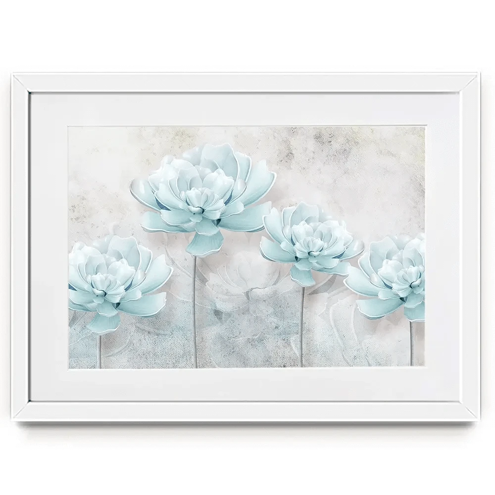 Pale Blue Floral Framed Art Print Pale Blue Floral Framed Art Print wall art product FLOWER 3D / Shutterstock