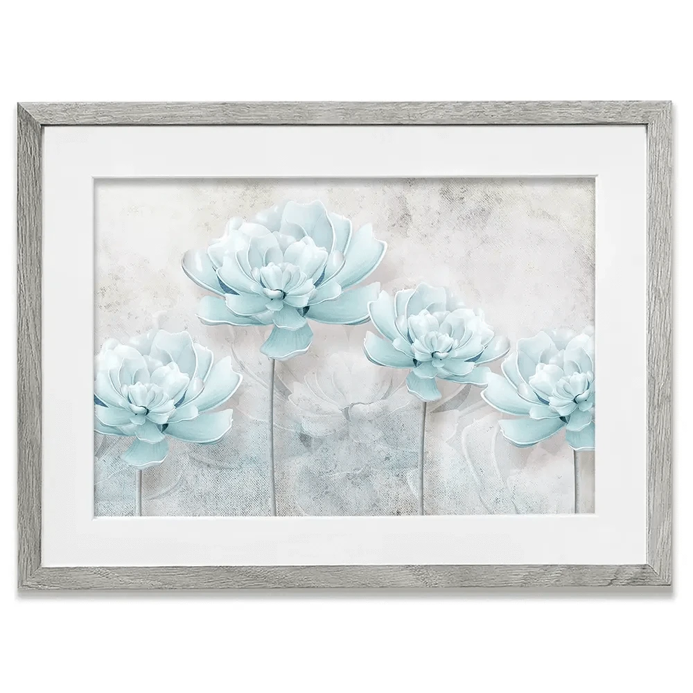 Pale Blue Floral Framed Art Print Pale Blue Floral Framed Art Print wall art product FLOWER 3D / Shutterstock