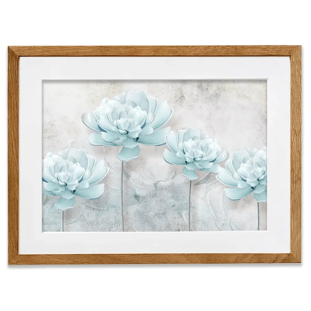 Pale Blue Floral Framed Art Print Pale Blue Floral Framed Art Print wall art product FLOWER 3D / Shutterstock