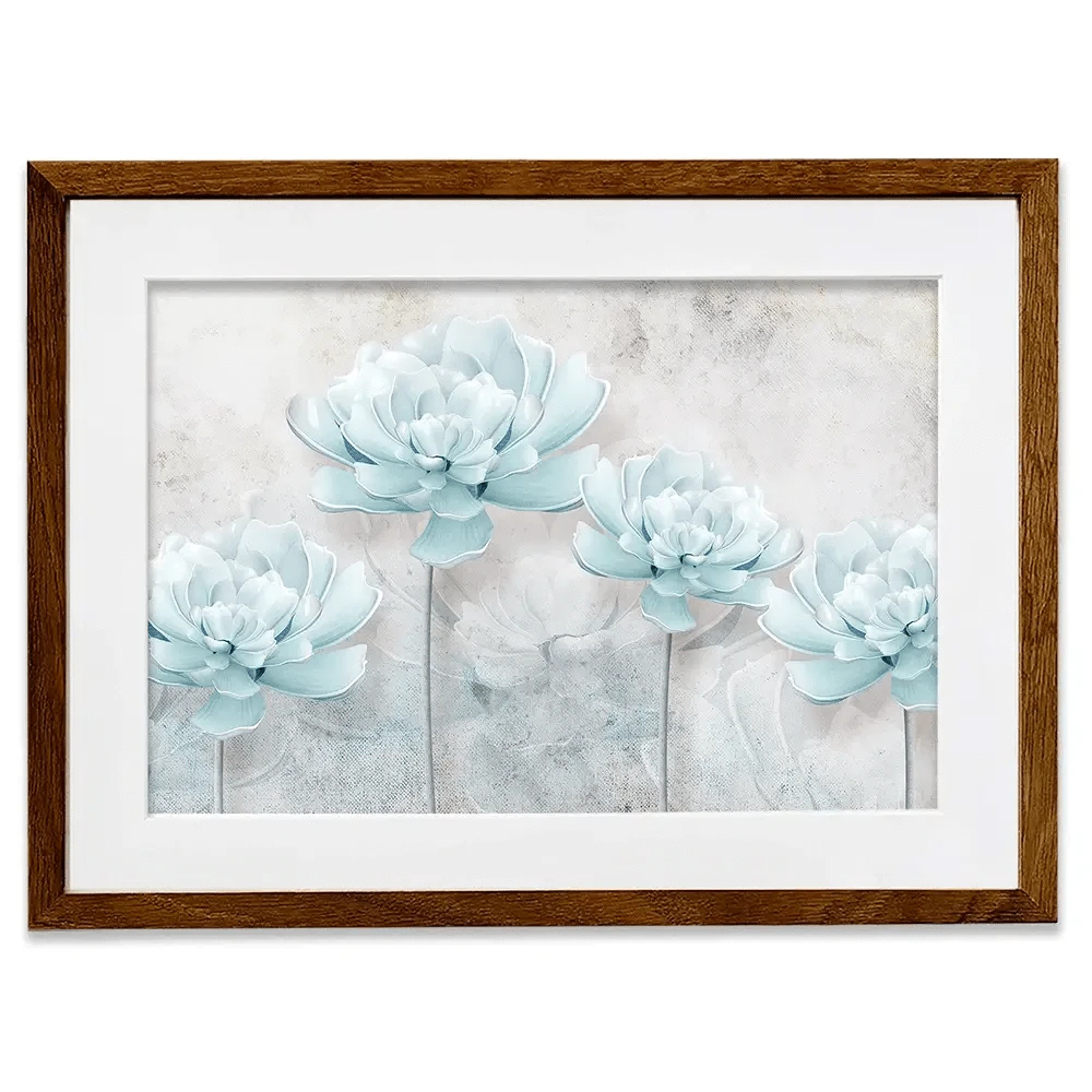Pale Blue Floral Framed Art Print Pale Blue Floral Framed Art Print wall art product FLOWER 3D / Shutterstock