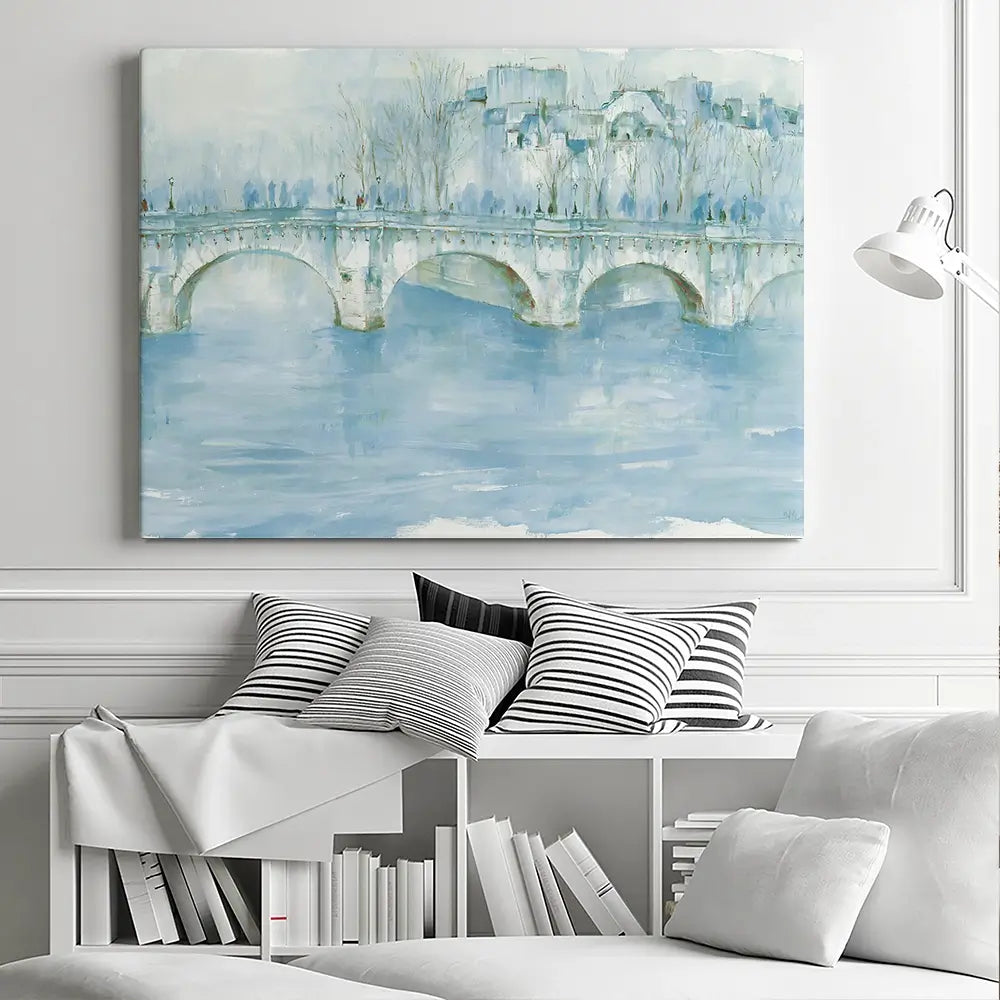 Pale Bridge Over River Canvas Print Pale Bridge Over River Canvas Print wall art product Chromatic Storm Studio